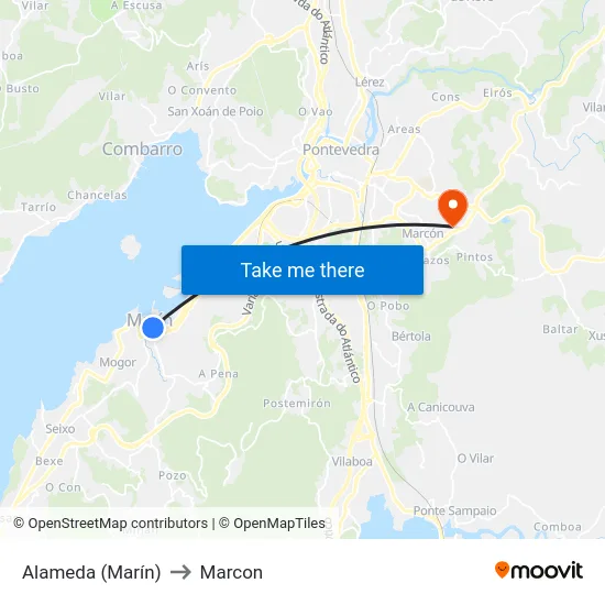 Alameda (Marín) to Marcon map