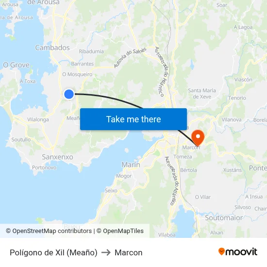 Polígono de Xil (Meaño) to Marcon map
