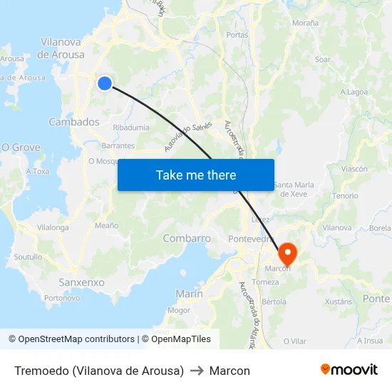 Tremoedo (Vilanova de Arousa) to Marcon map