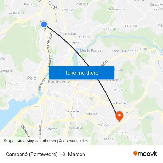 Campañó (Pontevedra) to Marcon map