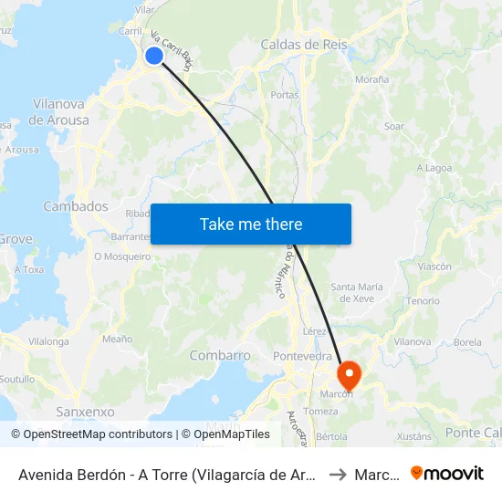 Avenida Berdón - A Torre (Vilagarcía de Arousa) to Marcon map