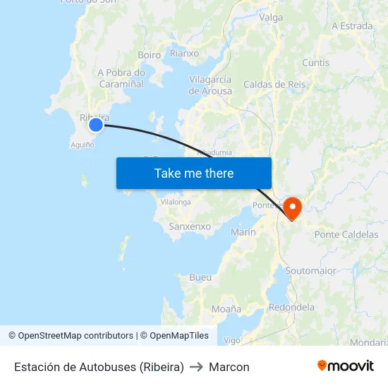 Estación de Autobuses (Ribeira) to Marcon map