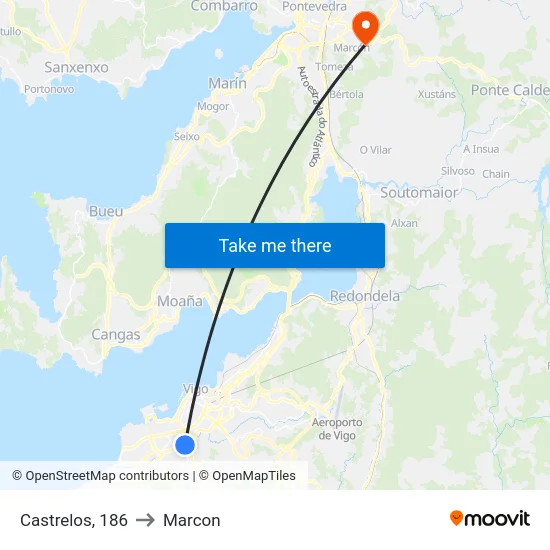 Castrelos, 186 to Marcon map