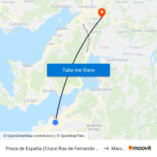 Praza de España (Cruce Rúa de Fernando Conde) to Marcon map