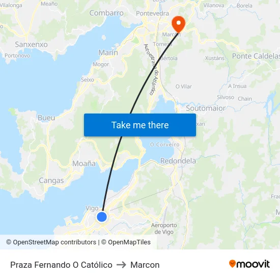 Praza Fernando O Católico to Marcon map