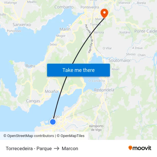 Torrecedeira - Parque to Marcon map