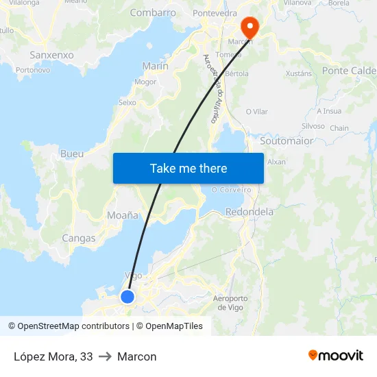 López Mora, 33 to Marcon map