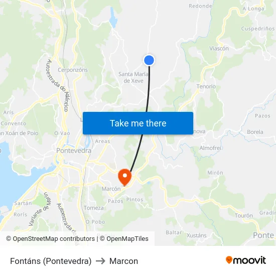 Fontáns (Pontevedra) to Marcon map