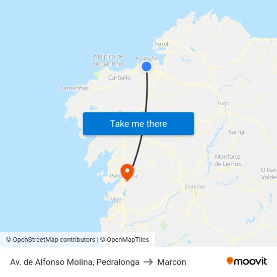 Av. de Alfonso Molina, Pedralonga to Marcon map