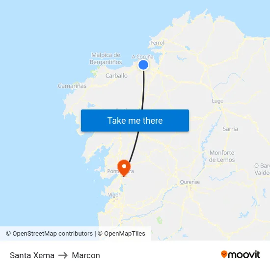 Santa Xema to Marcon map