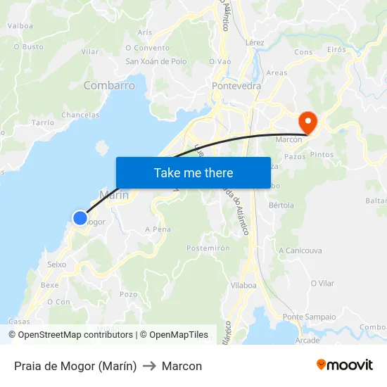 Praia de Mogor (Marín) to Marcon map