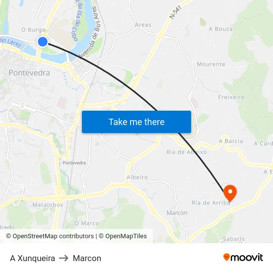 A Xunqueira to Marcon map