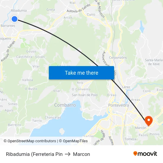 Ribadumia (Ferreteria Pin to Marcon map