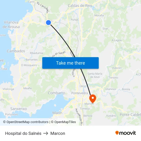 Hospital do Salnés to Marcon map