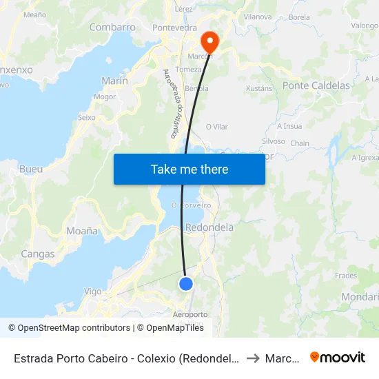 Estrada Porto Cabeiro - Colexio (Redondela) to Marcon map
