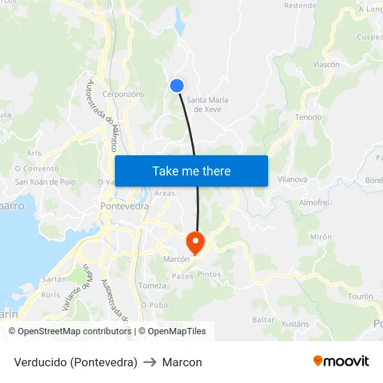 Verducido (Pontevedra) to Marcon map
