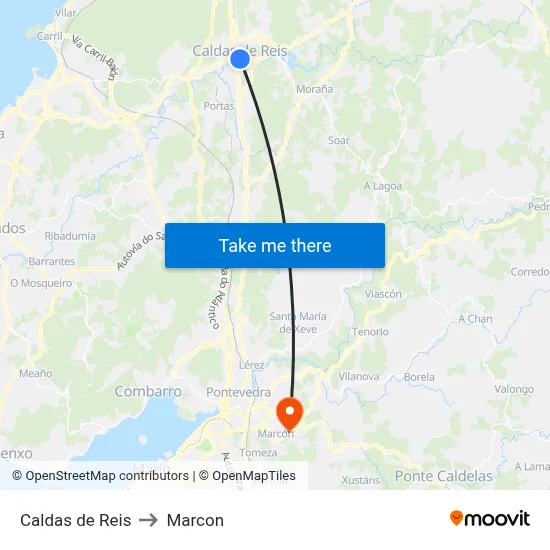 Caldas de Reis to Marcon map