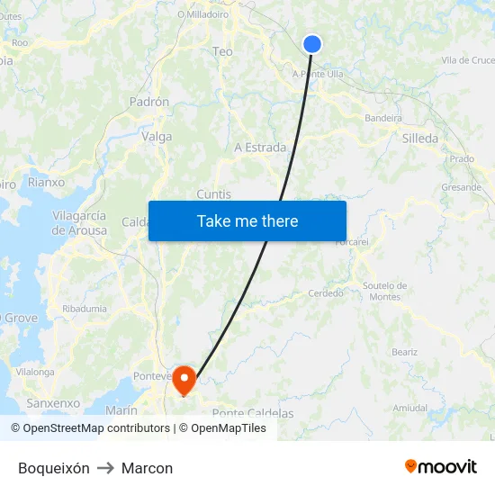 Boqueixón to Marcon map