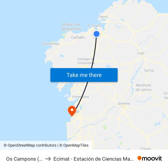 Os Campons (H.Alba) to Ecimat - Estación de Ciencias Mariñas de Toralla map