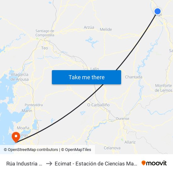 Rúa Industria (Arenal) to Ecimat - Estación de Ciencias Mariñas de Toralla map