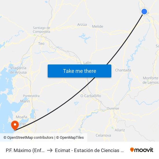 P.F. Máximo (Enfte. Nº 48) to Ecimat - Estación de Ciencias Mariñas de Toralla map