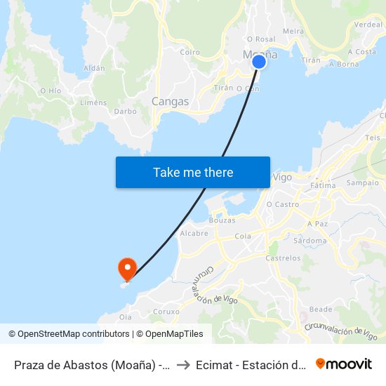 Praza de Abastos (Moaña) - Concepción Arenal - Alameda (Moaña) to Ecimat - Estación de Ciencias Mariñas de Toralla map