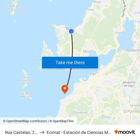 Rúa Castelao, 20 (Bueu) to Ecimat - Estación de Ciencias Mariñas de Toralla map