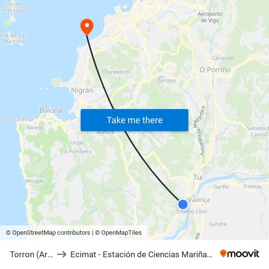 Torron (Areas) to Ecimat - Estación de Ciencias Mariñas de Toralla map