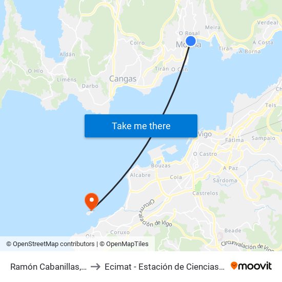 Ramón Cabanillas, 11 (Moaña) to Ecimat - Estación de Ciencias Mariñas de Toralla map