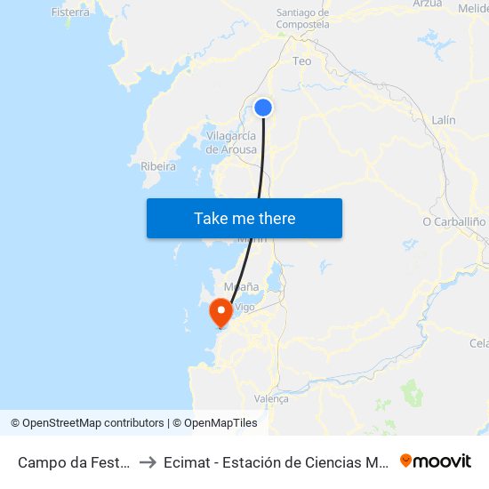 Campo da Festa (Valga) to Ecimat - Estación de Ciencias Mariñas de Toralla map