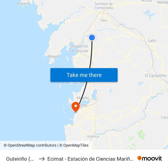 Outeiriño (Valga) to Ecimat - Estación de Ciencias Mariñas de Toralla map