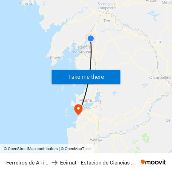 Ferreirós de Arriba (Valga) to Ecimat - Estación de Ciencias Mariñas de Toralla map