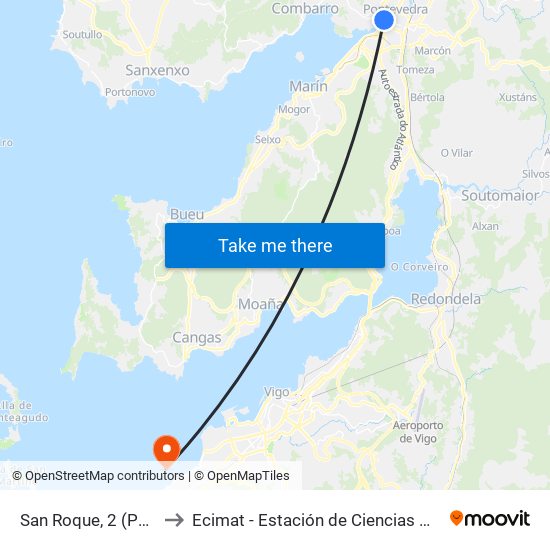 San Roque, 2 (Pontevedra) to Ecimat - Estación de Ciencias Mariñas de Toralla map