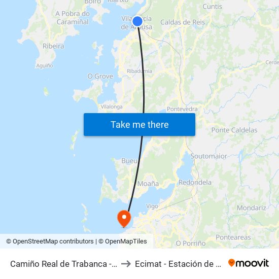 Camiño Real de Trabanca - Loureiro (Vilagarcía de Arousa) to Ecimat - Estación de Ciencias Mariñas de Toralla map