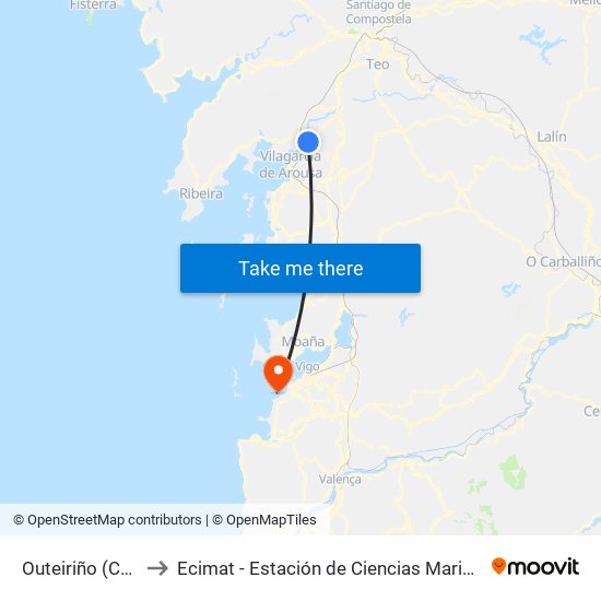 Outeiriño (Catoira) to Ecimat - Estación de Ciencias Mariñas de Toralla map