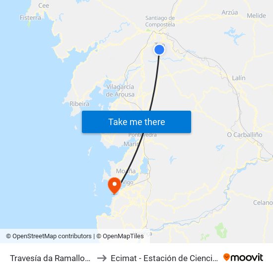 Travesía da Ramallosa - Piscina (Teo) to Ecimat - Estación de Ciencias Mariñas de Toralla map