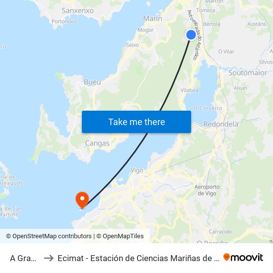 A Granxa to Ecimat - Estación de Ciencias Mariñas de Toralla map