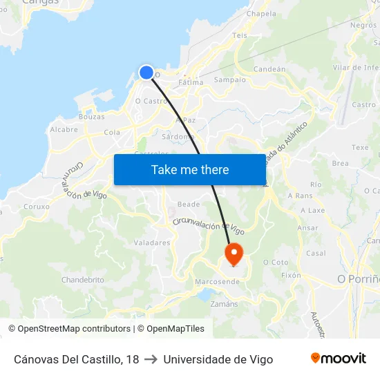 Cánovas Del Castillo, 18 to Universidade de Vigo map