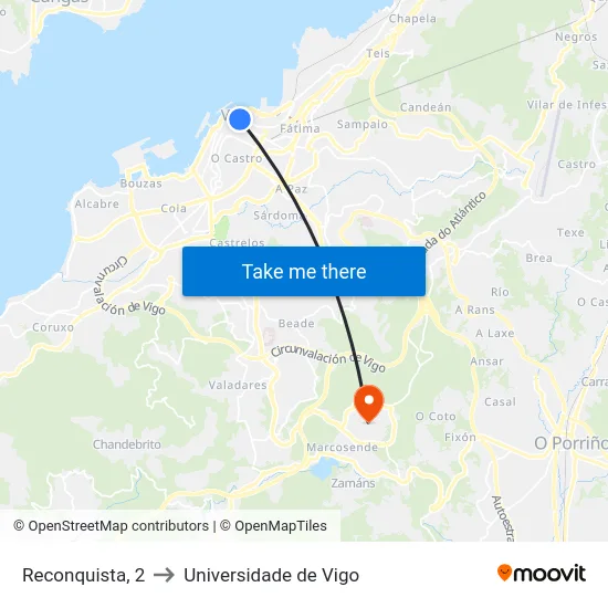 Reconquista, 2 to Universidade de Vigo map