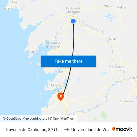 Travesía de Cacheiras, 89 (Teo) to Universidade de Vigo map