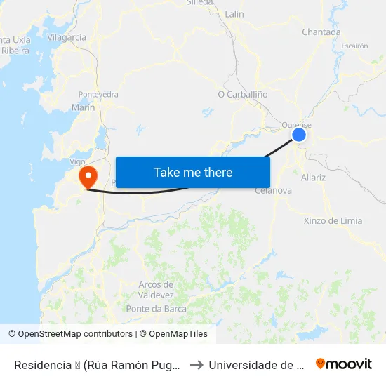 Residencia 🏥 (Rúa Ramón Puga, 44) to Universidade de Vigo map