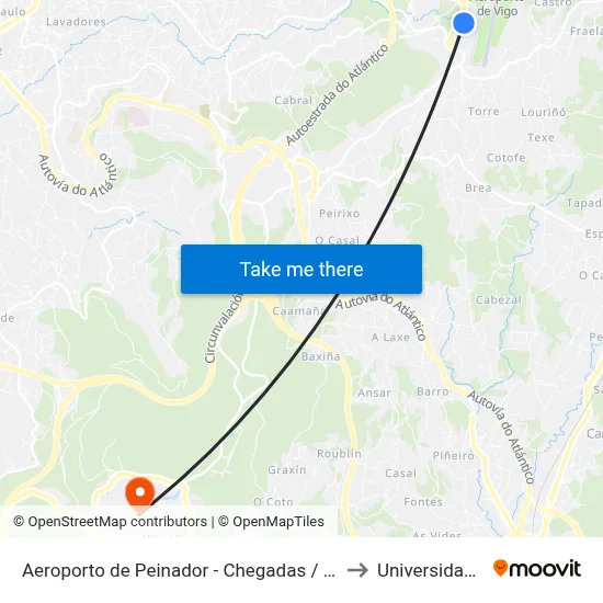 Aeroporto de Peinador - Chegadas / Peinador Airport - Arrivals to Universidade de Vigo map