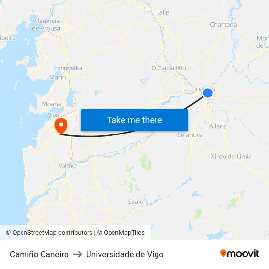 Camiño Caneiro to Universidade de Vigo map