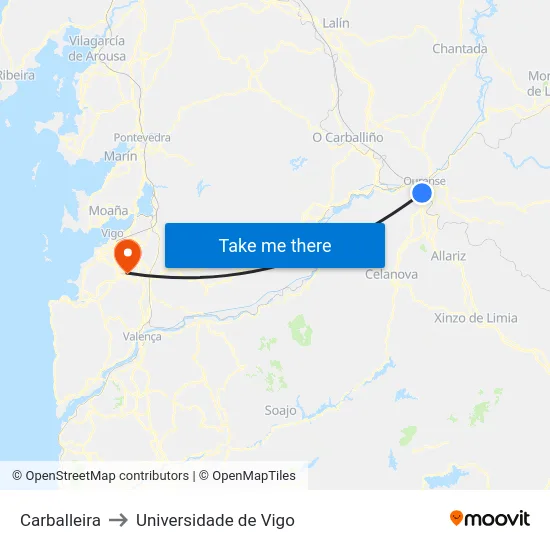 Carballeira to Universidade de Vigo map