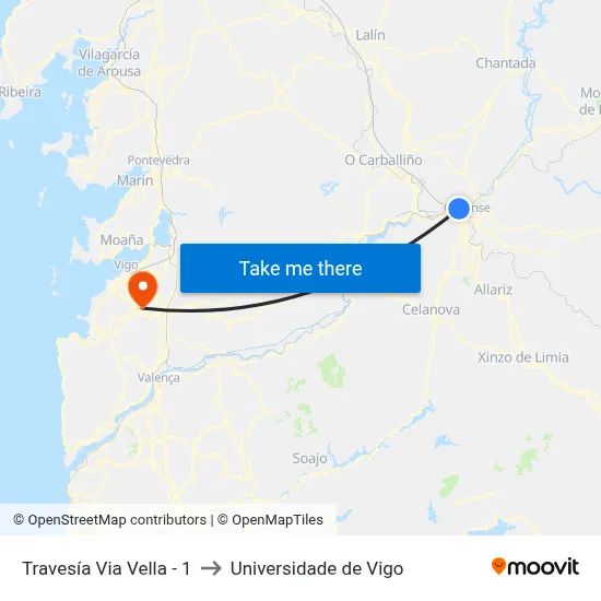 Travesía Via Vella - 1 to Universidade de Vigo map