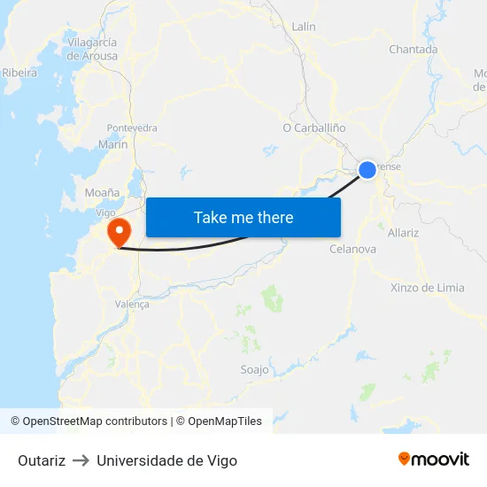 Outariz to Universidade de Vigo map