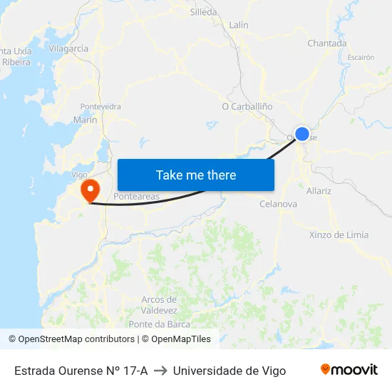 Estrada Ourense Nº 17-A to Universidade de Vigo map