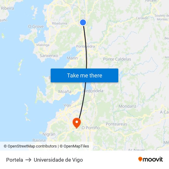 Portela to Universidade de Vigo map