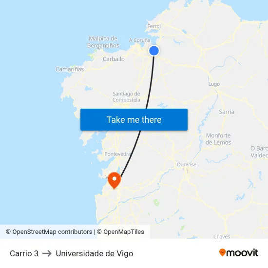 Carrio 3 to Universidade de Vigo map
