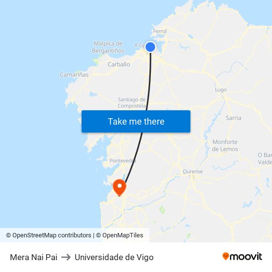 Mera Nai Pai to Universidade de Vigo map